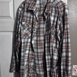 Ascend Men's Casual Button Down Shirt - Brown and White Plaid